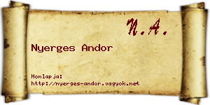 Nyerges Andor névjegykártya